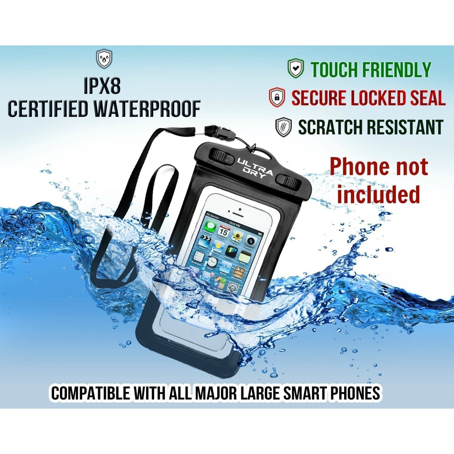 Dropship Phone Waterproof Bag; Diving Case; 7.6 Inch IPX8 For